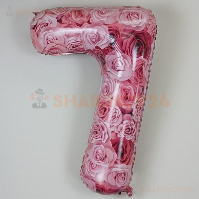Шар (34''/86 см) Цифра, 7 Симфония роз, Фуше